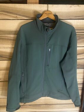 REI Gray Green Softshell Jacket men’s large full zip